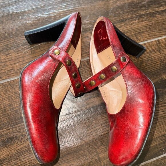 Cole Haan Ginger Snap Red Leather Mary Jane Studded Heels Women’s 8.5M - Picture 6 of 8